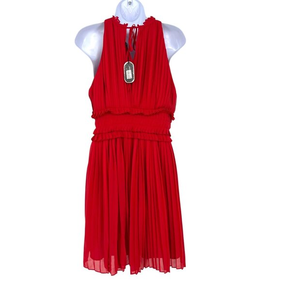 Max Studio Red Pleated Halter Dress Cocktail Party Elegant Size Medium NWT - Picture 7 of 15